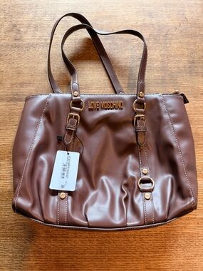 Love Moschino Chocolate Brown Tote with Gold Hardware
